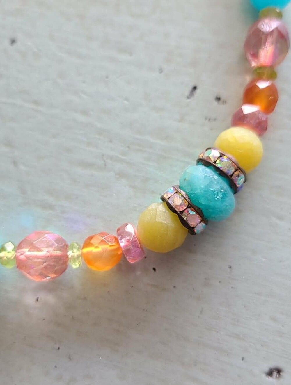 Pink Beaded Necklace with Multicolor Accent Beads - Picture 2 of 2